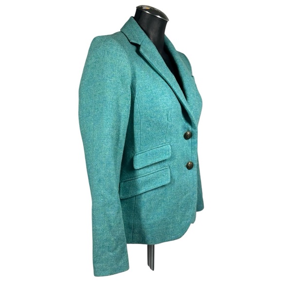 Talbots Wool Blend Teal Blue Blazer 2 Petite Single Breasted Structured Tailored - Picture 5 of 9